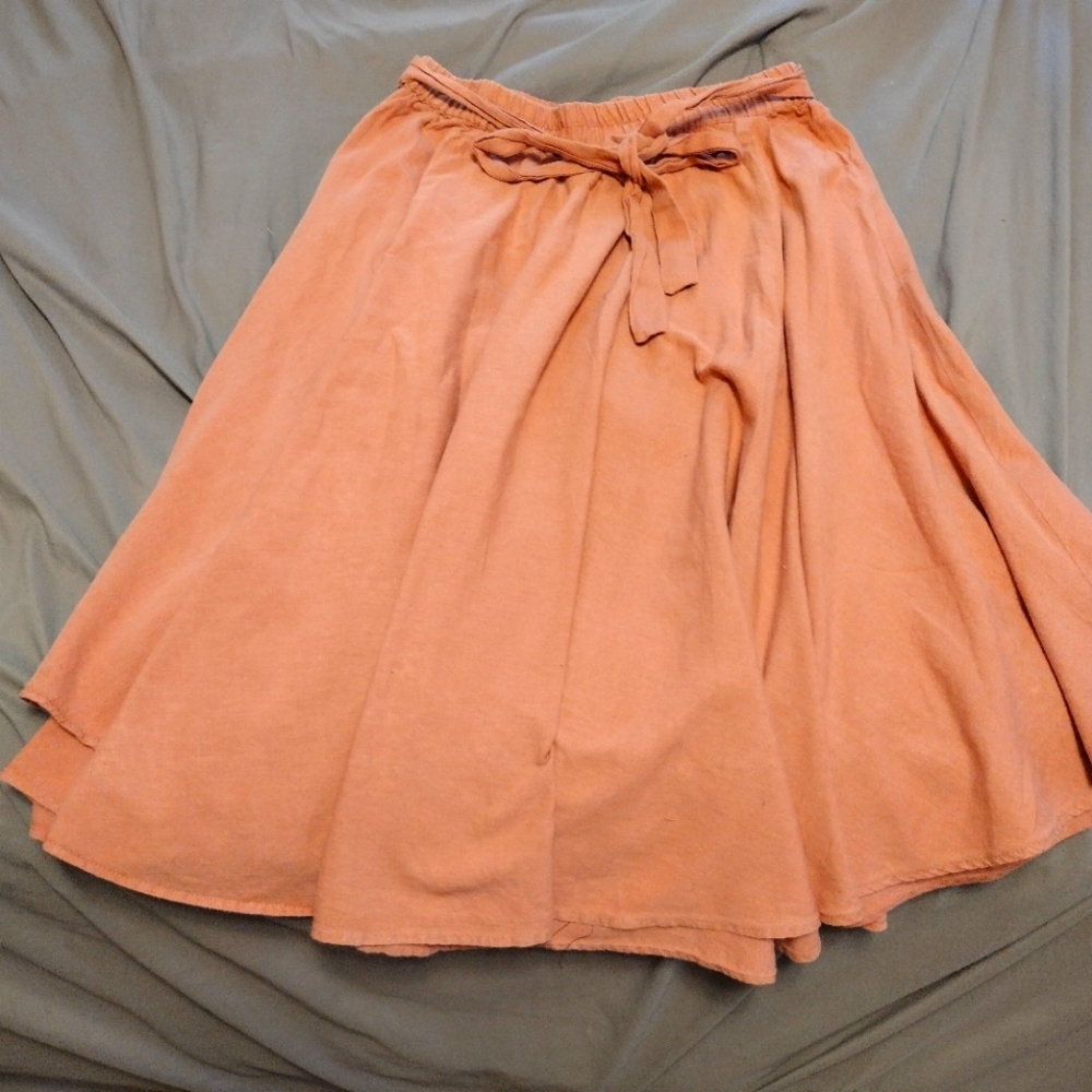 Pink linen circle skirt